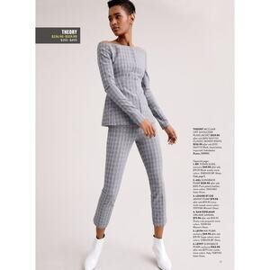 THEORY Classic Skinny Pant Black and White in Mcclair Plaid // 2
